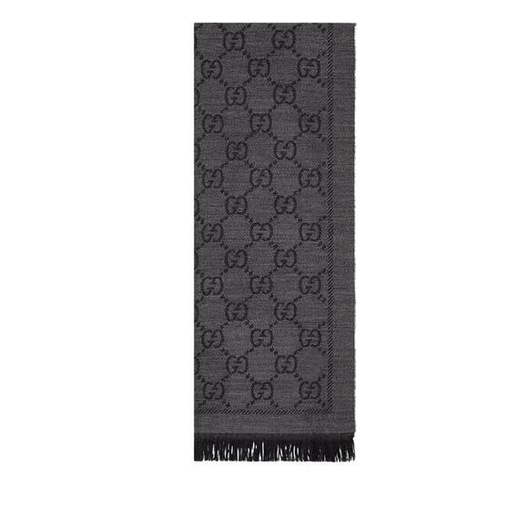 GUCCI GG GREY jacquard pattern knitted scarf BRAND NEW WITH TAGS - Picture 1 of 6